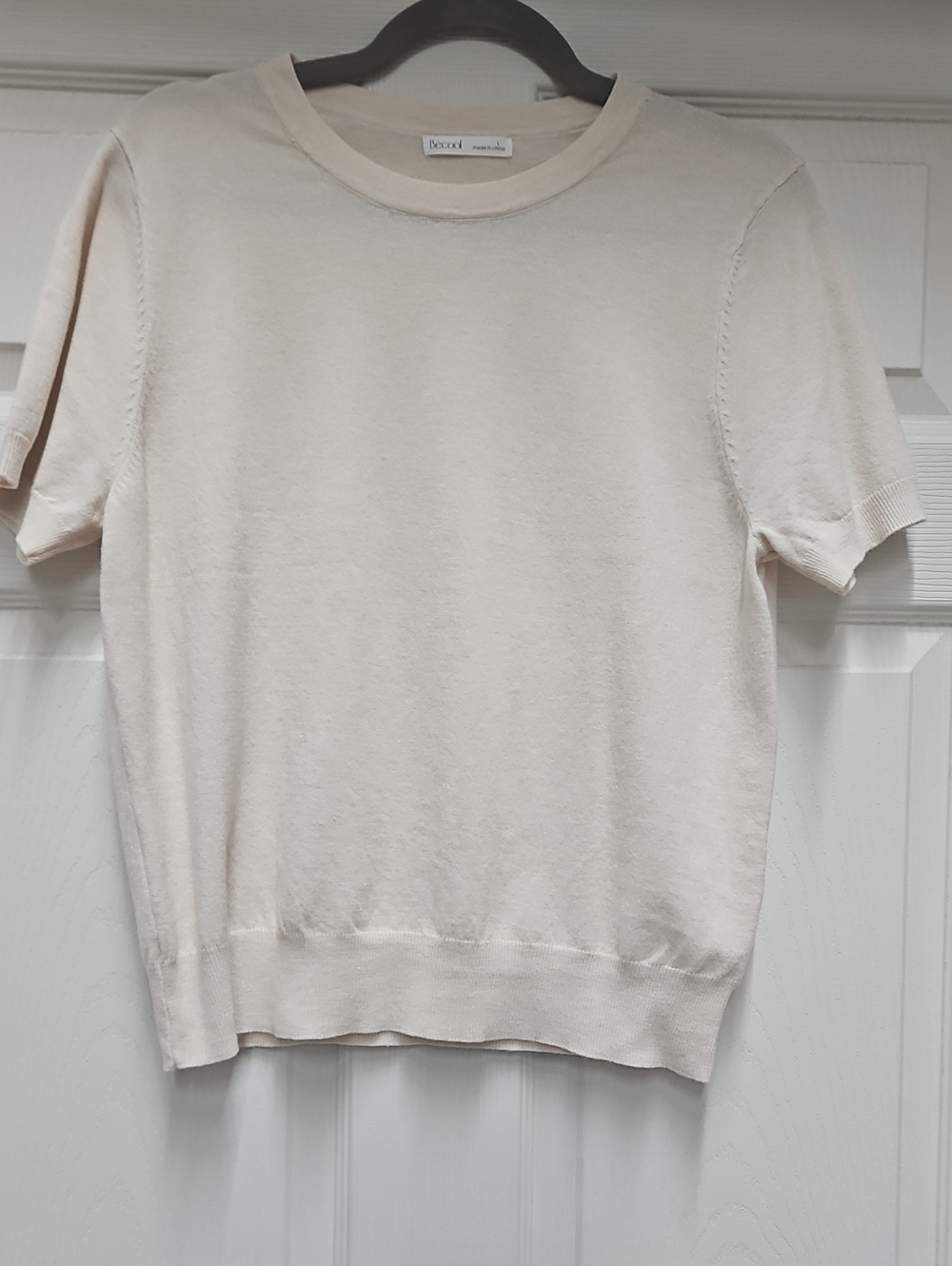 Becool Short Sleeve Knit Top - Cream